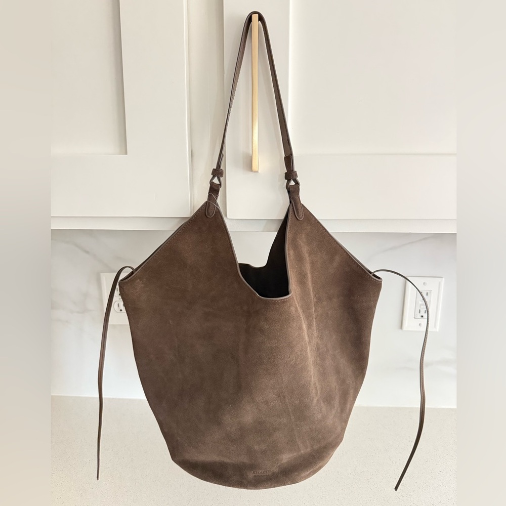 Khaite Brown Suede Medium Lotus Bag $3600
